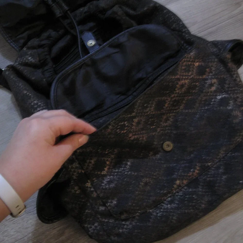 MOSSIMO Black Canvas Printed Backpack